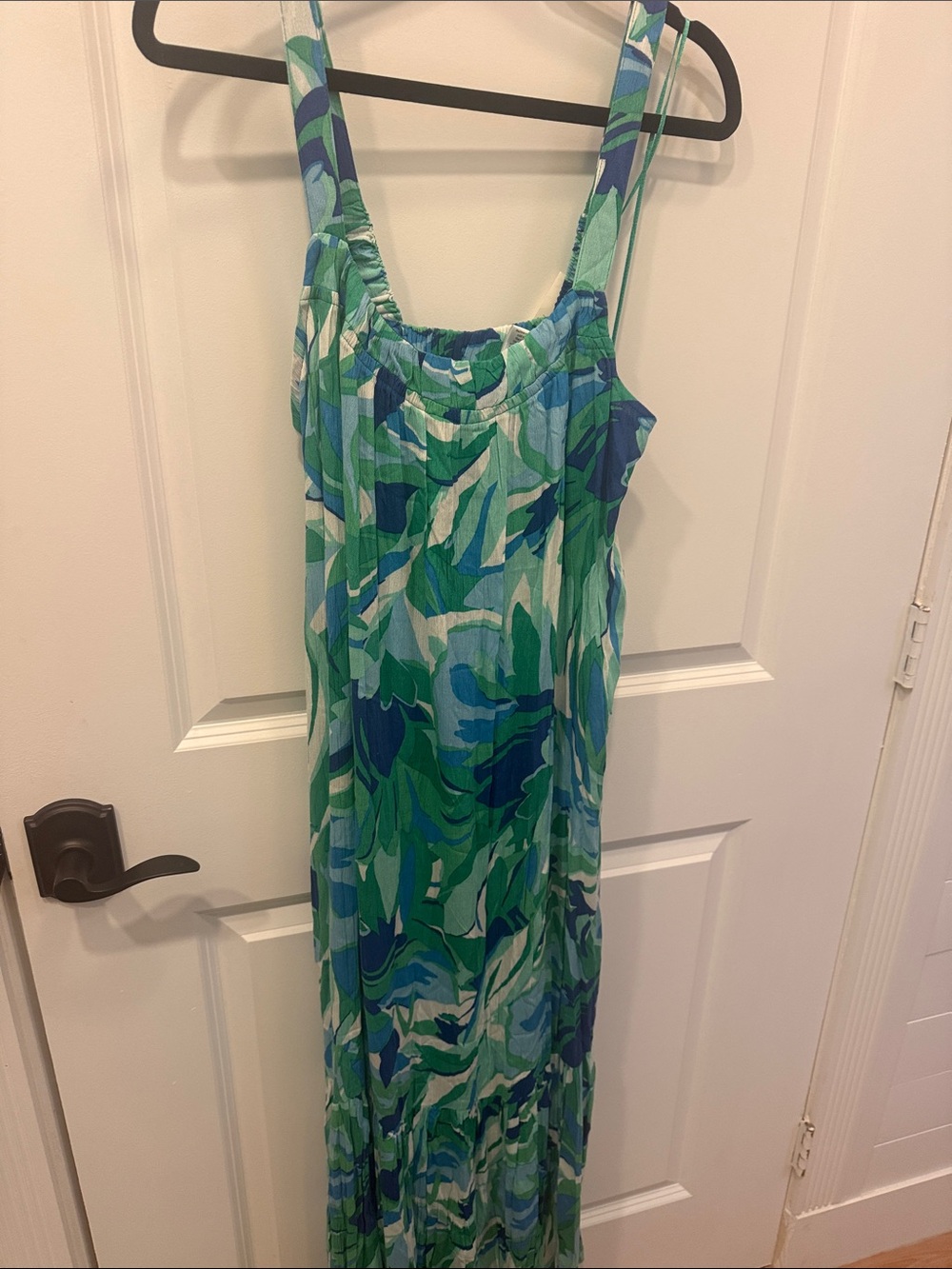 Women’s Green & Blue Printed Maxi Dress